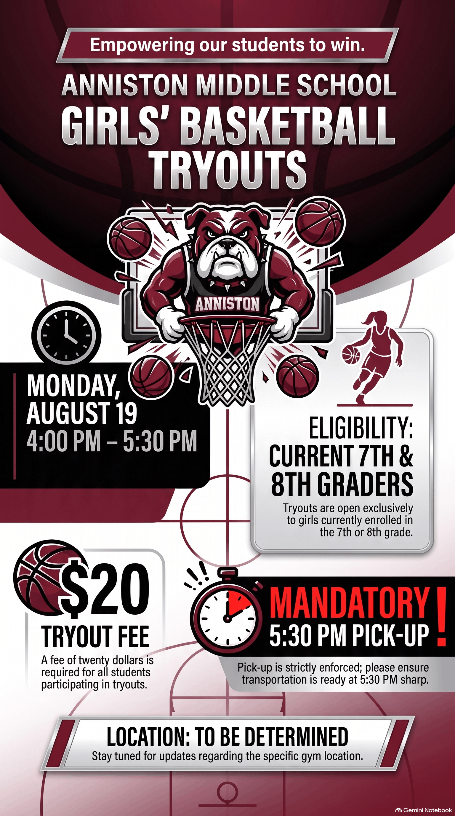 Girls' Basketball Tryout Flyer